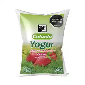 Colanta Yogur Entero Dulce de Fresa  