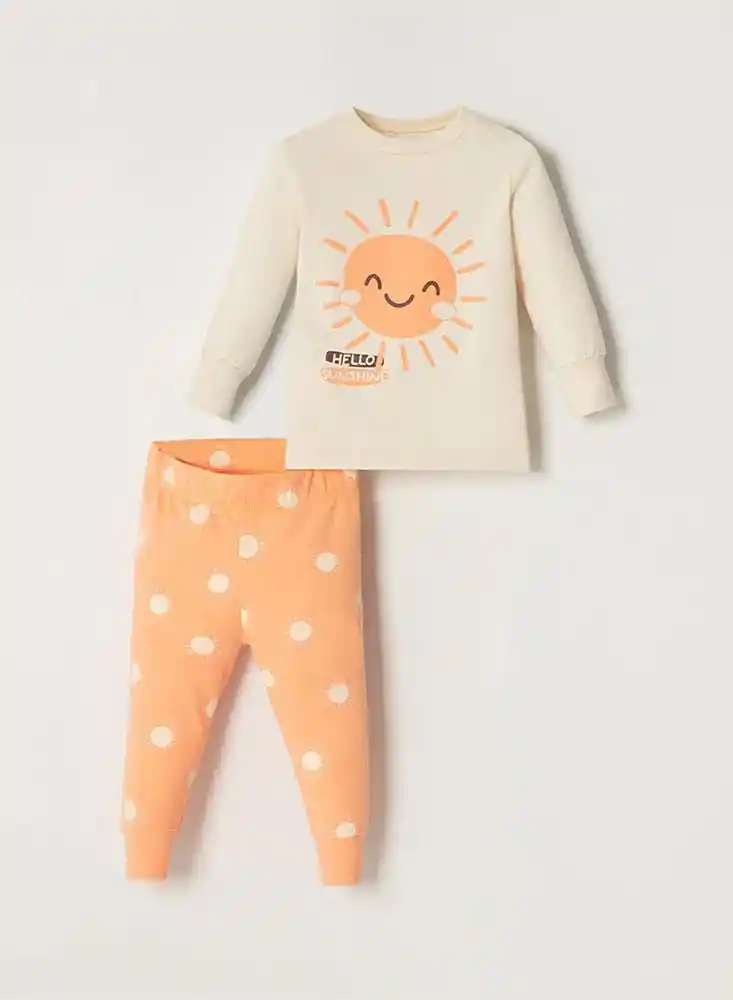 Pijama Manga Larga 3T - Naranja1