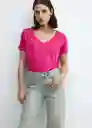 Camiseta Linito Fucsia Talla XL Mujer Mango