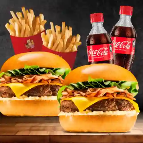 Burger Duo la Nuestra + 2 Bebidas