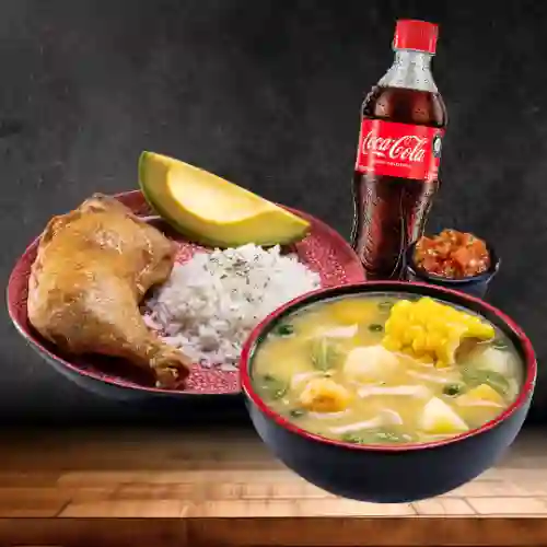 Ajiaco con Pierna O Pechuga + Bebida