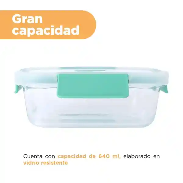 Contenedor de Alimentos de Vidrio Verde 640 mL Miniso