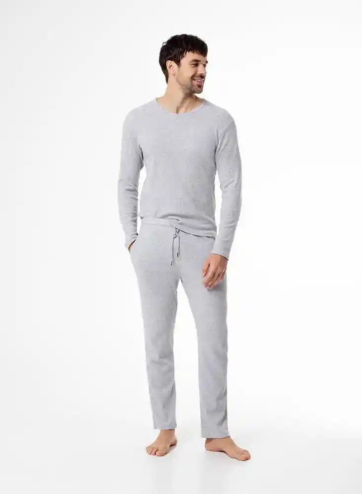 Pantalon Pijama Largo Hombre M-gris 7880