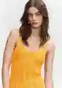 Vestido Cari Mostaza Talla L Mujer Mango