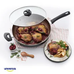 Sartén Universal Opalo Con Mango Tapa De Vidrio Antiadherente De Aluminio 30 Cm