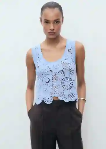 Top Garden Celeste Talla S Mujer Mango