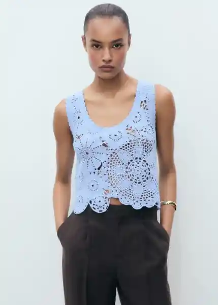 Top Garden Celeste Talla S Mujer Mango