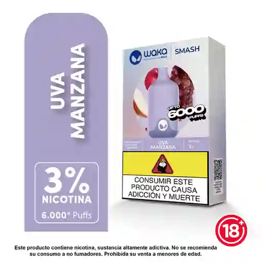 Waka Vapeador Smash Grape Apple 3% 6000 Puff