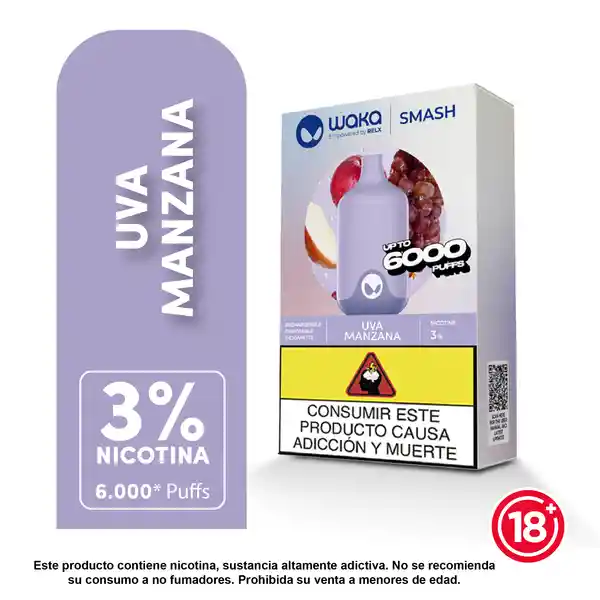 Waka Vapeador Smash Grape Apple 3% 6000 Puff