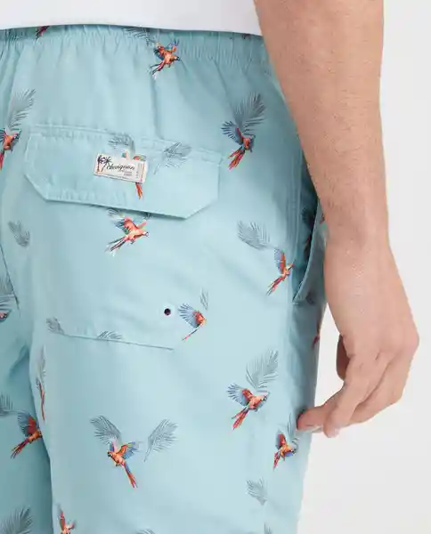 Short Bird Print Swimwear Azul Piedra Medio Talla S Chevignon