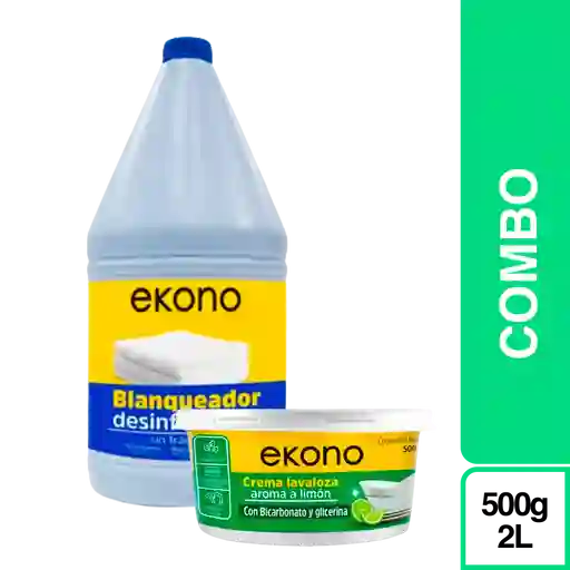 Combo Ekono Lavaloza de Limon + Blanqueador Desinfectante
