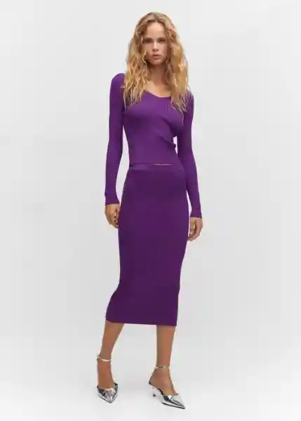 Falda Olimpica Morado Talla XS Mujer Mango