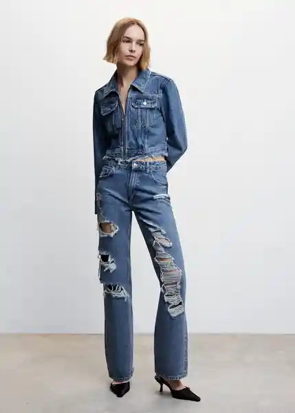 Pantalón Jean Brokens Tejano Medio Talla 36 Mujer Mango