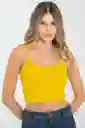 Crop Top Tiras Malibu Color Amarillo Mostaza Talla XL Ragged