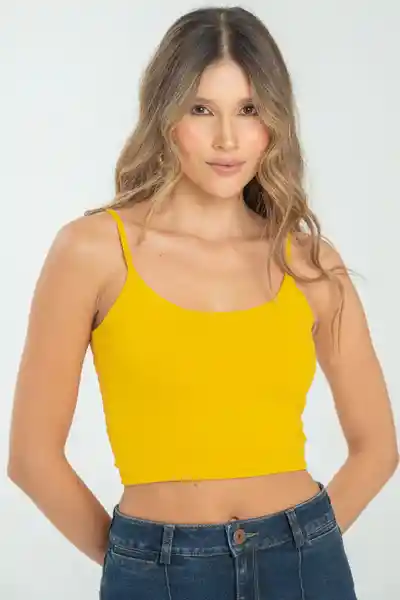 Crop Top Tiras Malibu Color Amarillo Mostaza Talla XL Ragged