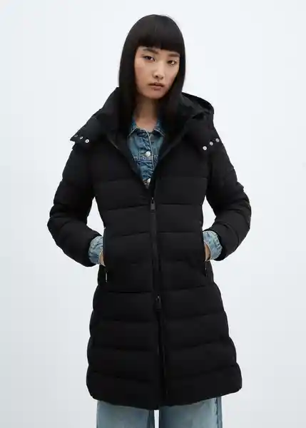 Abrigo Anorak Bego Negro Talla 24 Mujer Mango