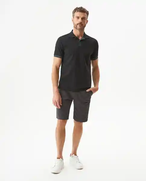 Camiseta Striped Placket Polo Negro Sombrio T S Chevignon