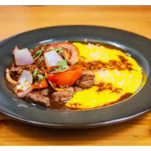 Risotto a la Huancaína con Lomo Saltado