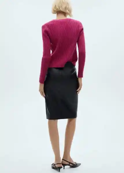 Abrigo Cardigan Seeds Fucsia Talla M Mujer Mango