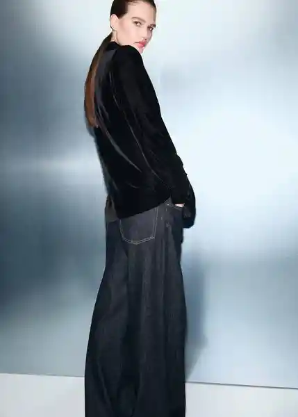 Blazer Americana Combi Negro Talla XS Mujer Mango