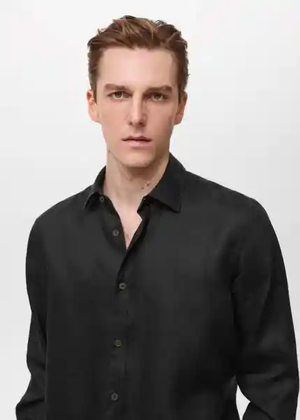 Camisa Parrot Negro Talla S Hombre Mango