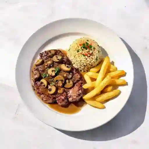 Churrasco En Salsa De Champinones