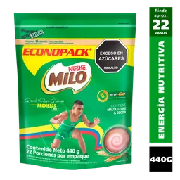 Bebida achocolatada con malta MILO ACTIV-GO Econopack x 440g