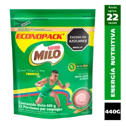 Bebida achocolatada con malta MILO ACTIV-GO Econopack x 440g
