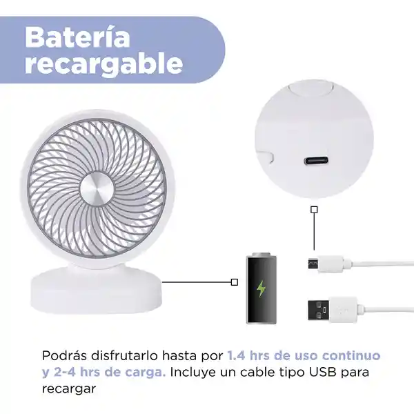 Ventilador de Escritorio 1200mah Blanco 20 x 25 cm Miniso