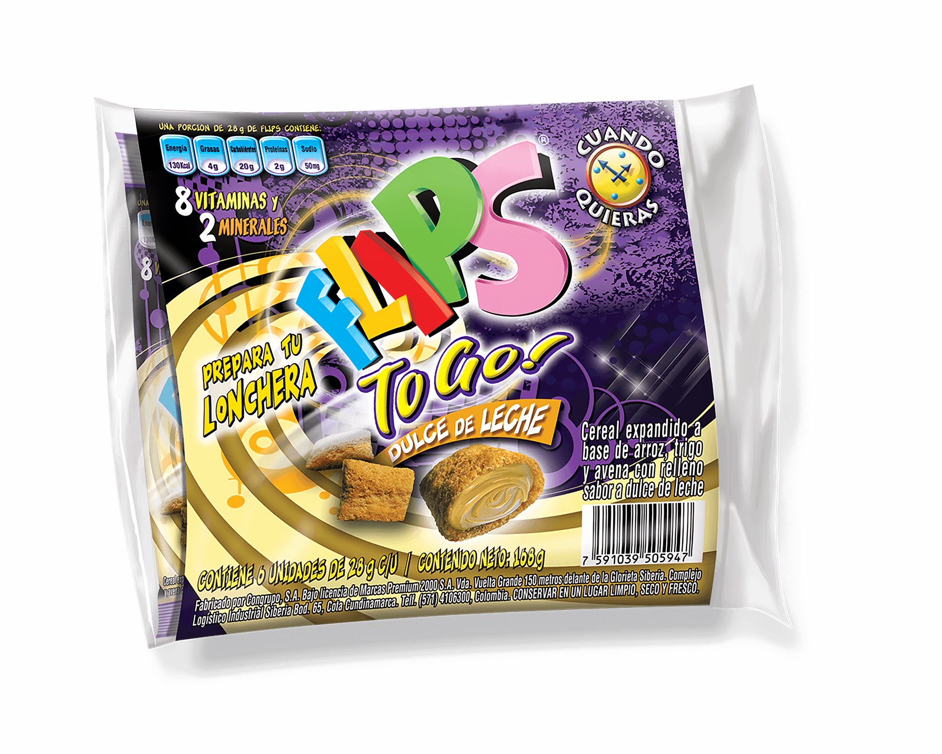 Flips Cereal Relleno con Dulce de Leche 168 g