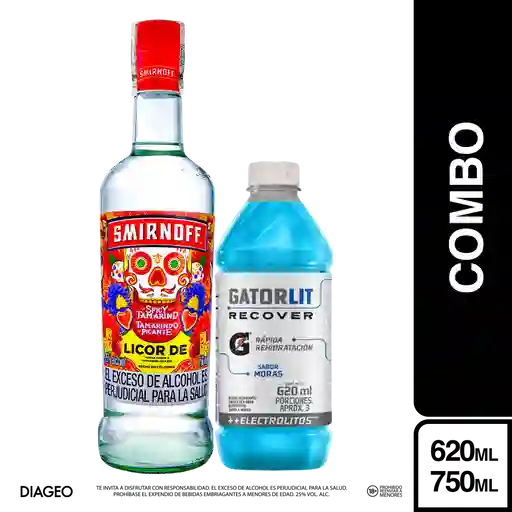 Combo Smirnoff Tamarind 750 mL + Hidratante Gatorlit Mora 620 mL