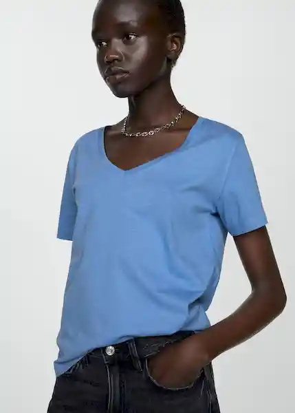 Camiseta Chalapi Azul Talla S Mujer Mango