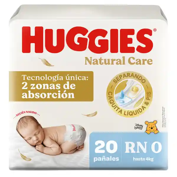 Pañales Huggies Natural Care Etapa 1/RN Insuperable 20 Und