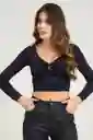 Crop Top Carey Color Negro Talla S Ragged