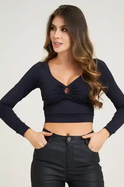 Crop Top Carey Color Negro Talla S Ragged