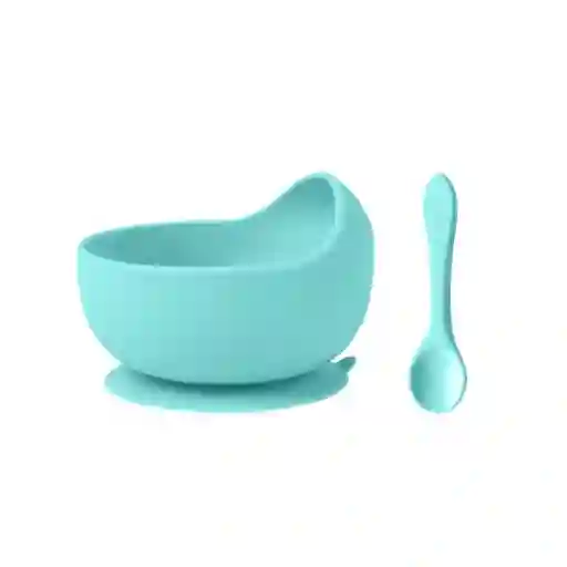 Plato de Silicona Para Niños Con Cuchara Menta Serie Miniso