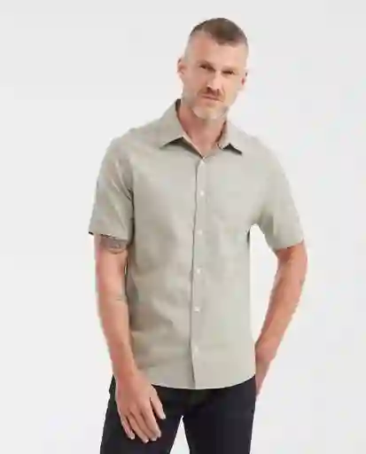 Camisa Manga Corta Slim Fit Gris Laurel Medio Talla M Chevignon