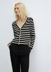 Buzo Cardigan Porta Negro Talla L Mujer Mango