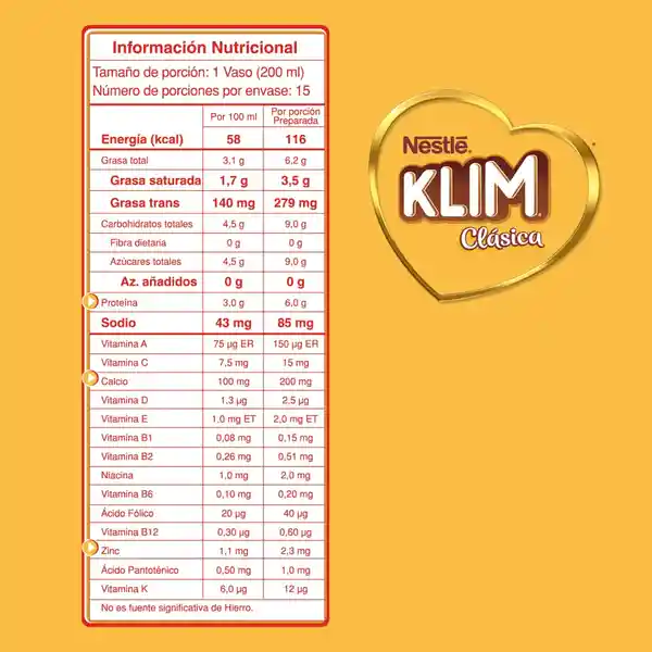 Leche en polvo KLIM Clásica x 360g