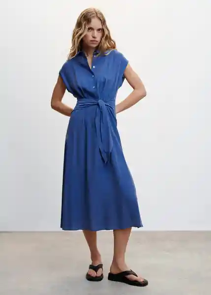 Vestido Guinda Azul Talla 26 Mujer Mango