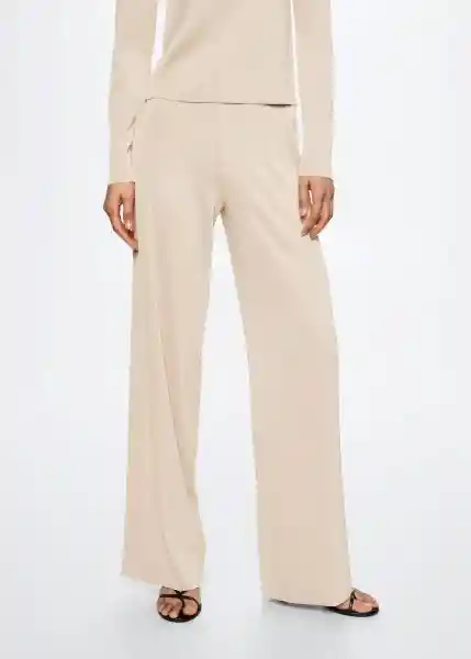 Pantalón Mariona Beige Talla S Mujer Mango