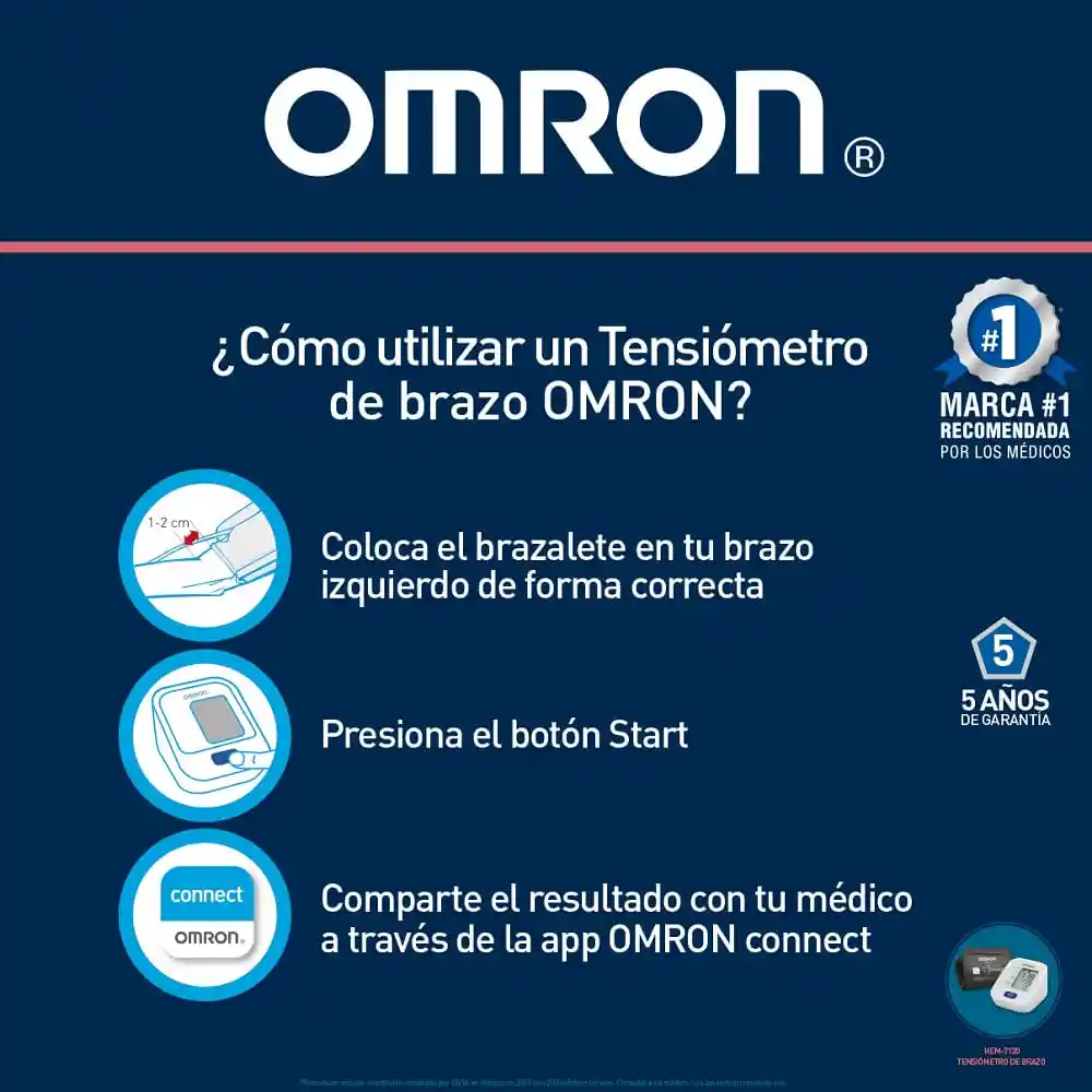 Omron Tensiómetro Brazo Digital Hem-7122 Automático