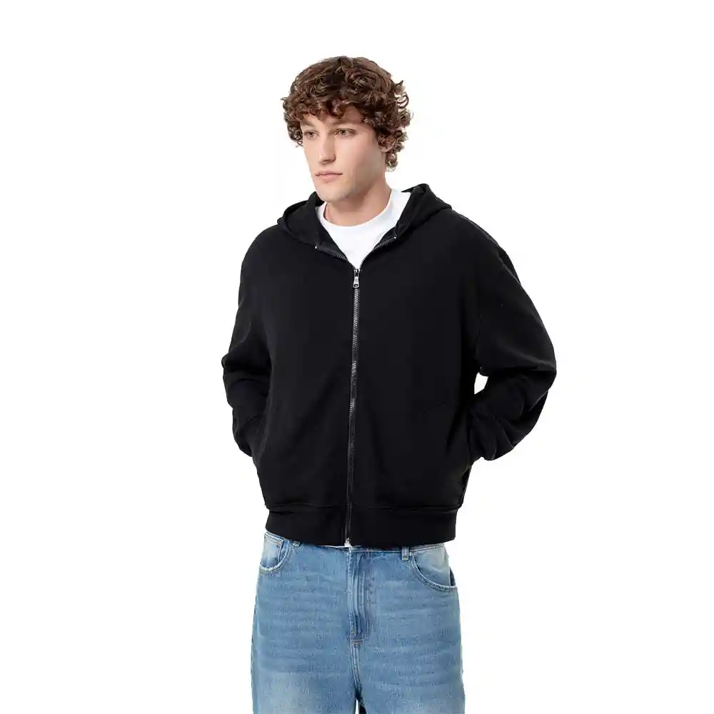 Buzo Regular Fit en Rib Algodón Masculino Fetury Gef Talla M