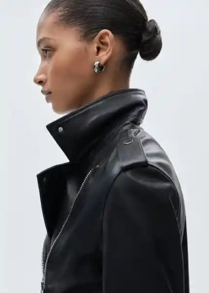 Chaqueta Cazadora Perfect Negro Talla XL Mujer Mango