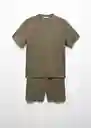 Pijama Sleep Khaki Talla M Hombre Mango