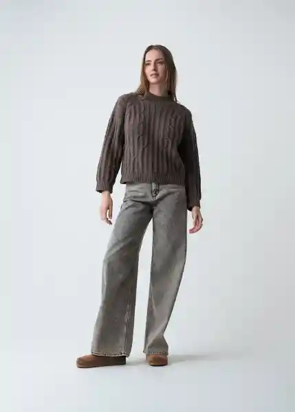 Tejido Mujer Gris Cable Talla M Naf Naf