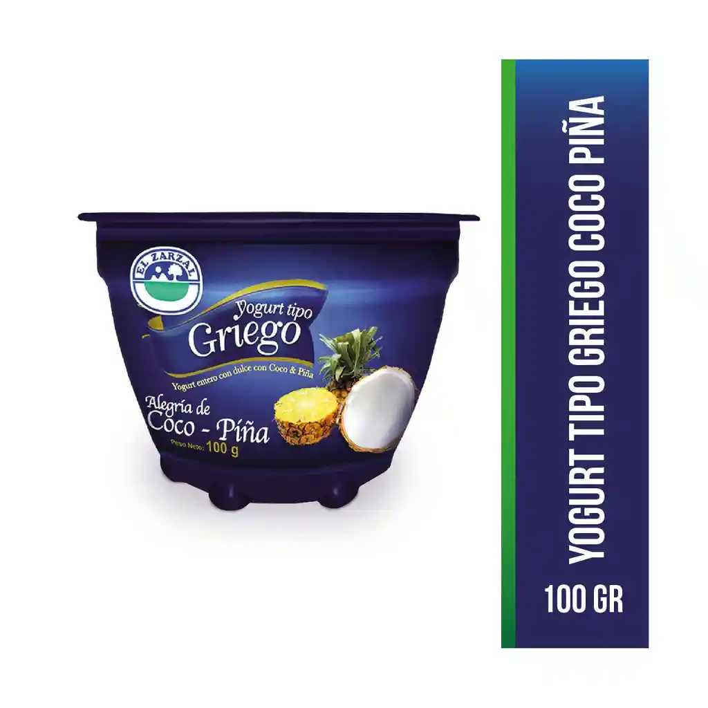 El Zarzal Yogurt Tipo Griego Sabor Alegría de Coco-Piña
