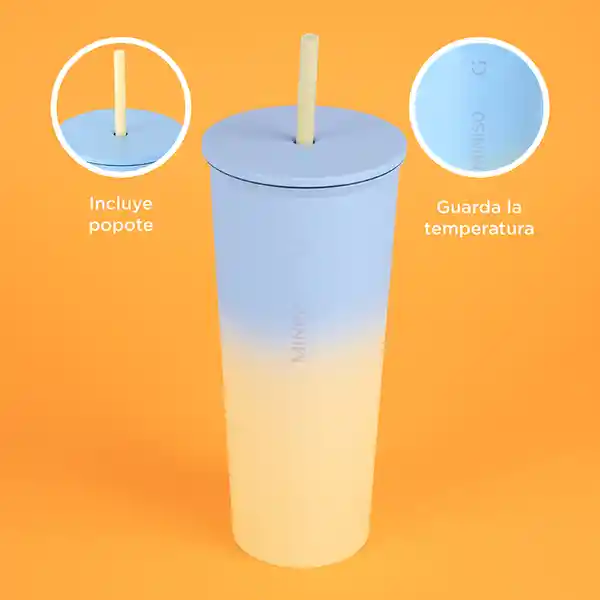 Vaso de Acero Inoxidable Con Pitillo Serie Gradient Miniso