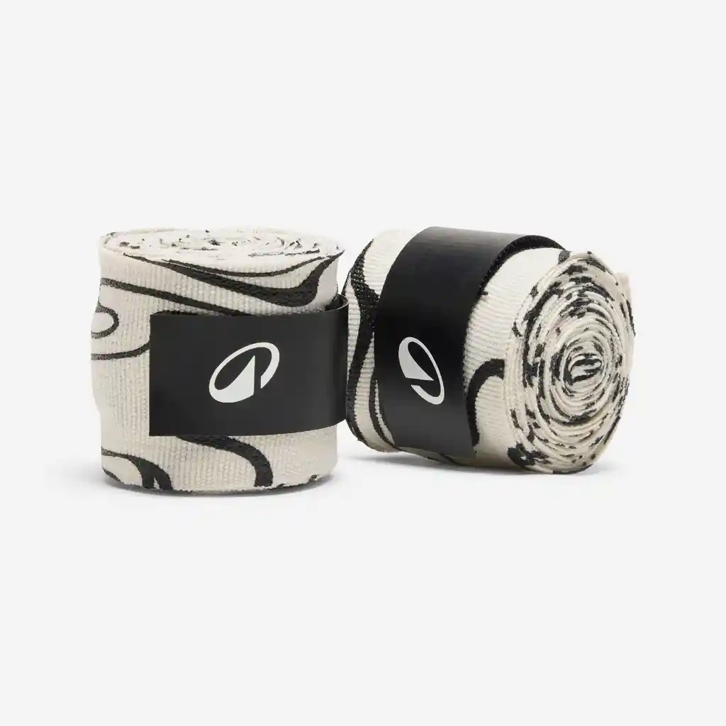 Vendas de Boxeo Resistentes Para Adulto Domyos - Blanco Roto Negro