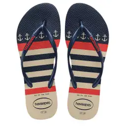 Sandalias Havaianas Slim Nautical Mujer Beige/azul Talla 39/40